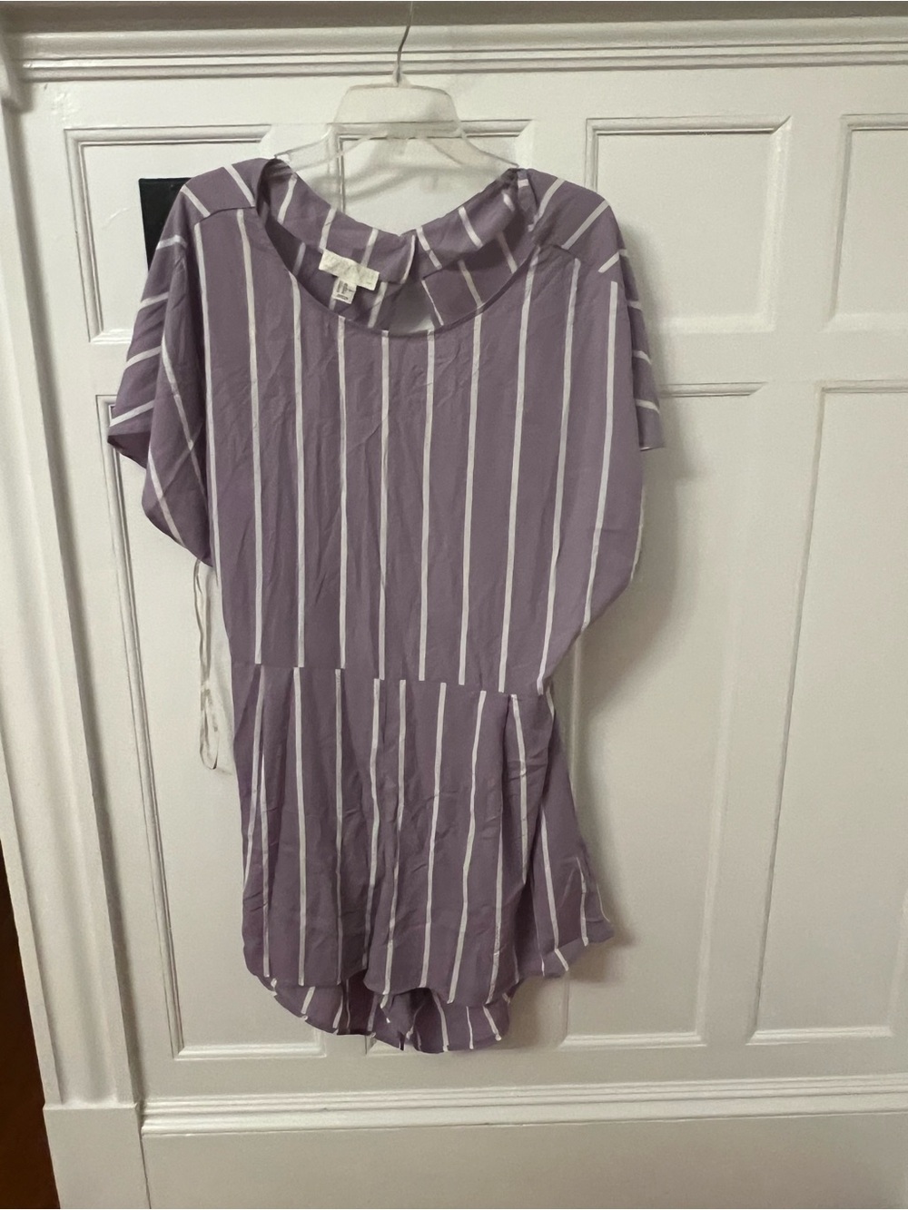 Forever 21 Lavender and White Striped Short Romper